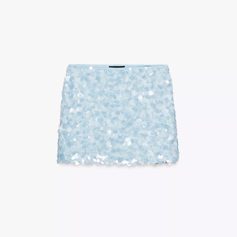 Zara Light Blue Sequin Mini Skirt